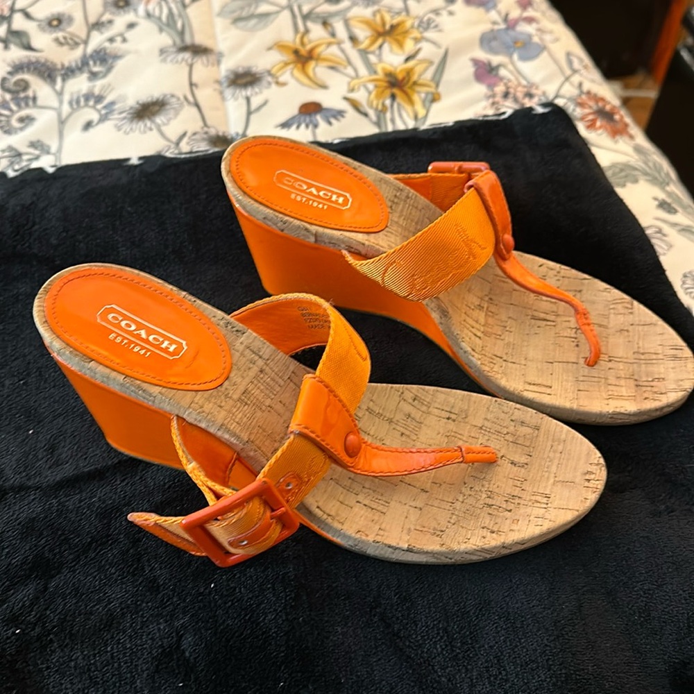 Coach orange sandals size 8.5